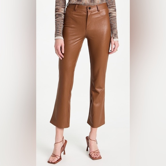 Paige Claudine Ankle Flare Jeans Faux Leather in Dark Argan size 27 - Picture 5 of 14